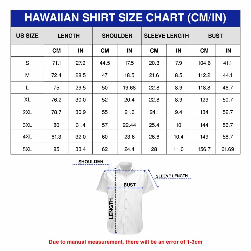 Hawaiian Shirt Size Chart Fox Print Tees
