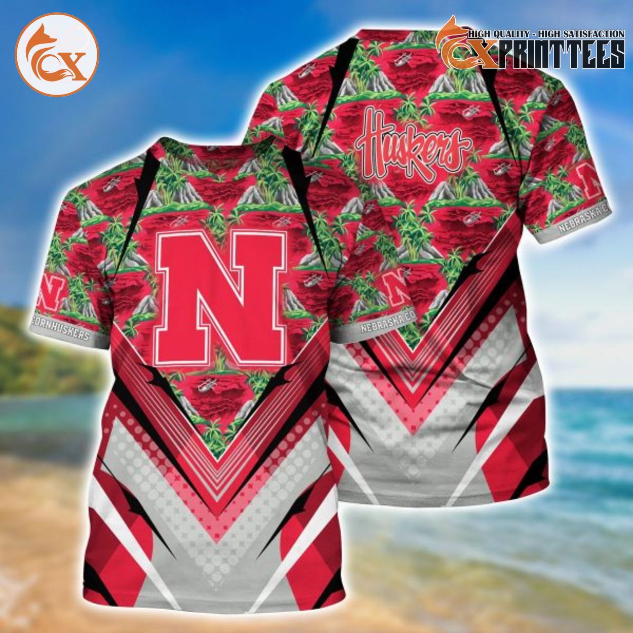 Cornhuskers Logo Vintage Beach Hawaii Shirt, Best Sports Gift Ideas B Cornhuskers Logo Vintage Beach Hawaii Shirt, Best Sports Gift Ideas B