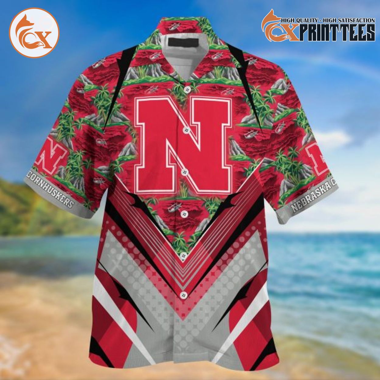 Cornhuskers Logo Vintage Beach Hawaii Shirt, Best Sports Gift Ideas C Cornhuskers Logo Vintage Beach Hawaii Shirt, Best Sports Gift Ideas C