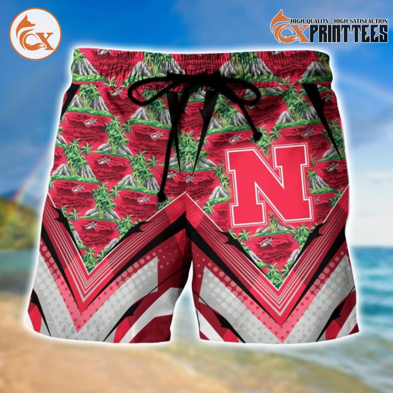 Cornhuskers Logo Vintage Beach Hawaii Shirt, Best Sports Gift Ideas E Cornhuskers Logo Vintage Beach Hawaii Shirt, Best Sports Gift Ideas E
