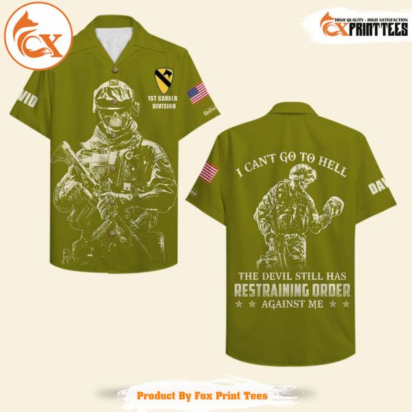 I Cant Go To Hell Personalized Veteran Hawaii Aloha Shirts, Best Gifts For Summer 4 Fox Print Tees Hawaiian shirt product photo