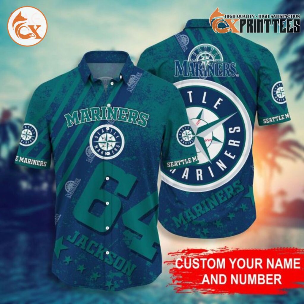 Seattle Mariners Emblem Personalized Teal Grunge Summer Shirt, Cool ...