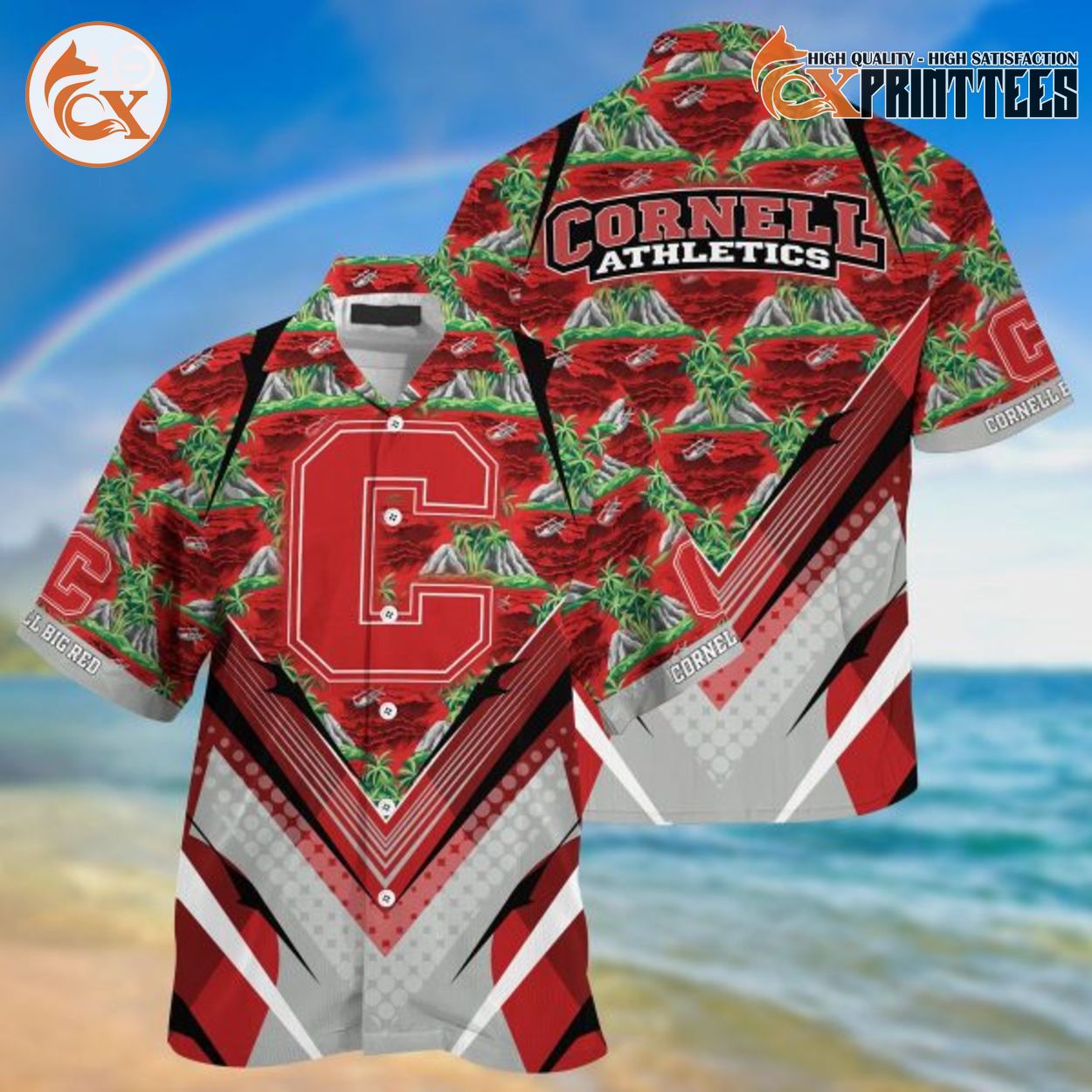 Cornell Athletics Customize Hawaii Aloha Shirts Vintage Beach Style, Cool Gift Ideas For Sports Fans