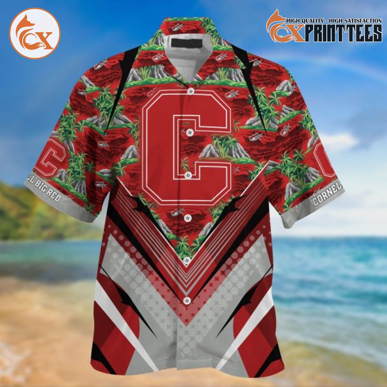 Cornell Athletics Customize Hawaii Aloha Shirts Vintage Beach Style, Cool Gift Ideas For Sports Fans 2