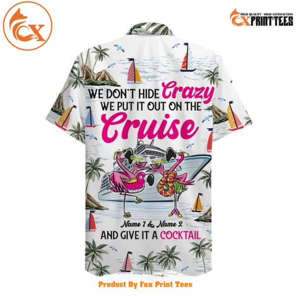 Cruising Flamingo Couple Personalized Tropical Hawaiian Shirt — product photo