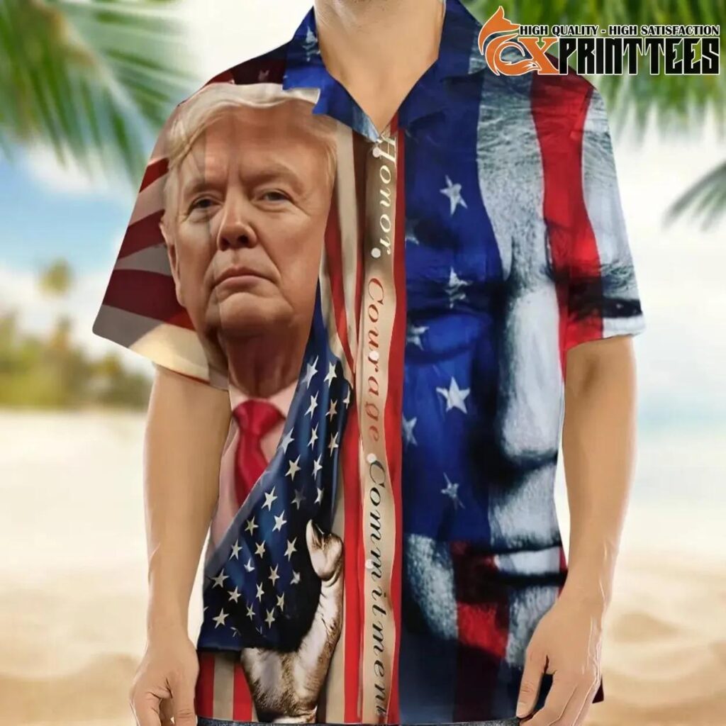 Exclusive Donald Trump Honor Courage Commitment Aloha Shirt