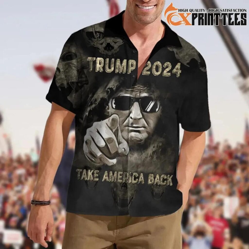 Exclusive Trump 2024 Take America Back Skull Hawaiian Shirt