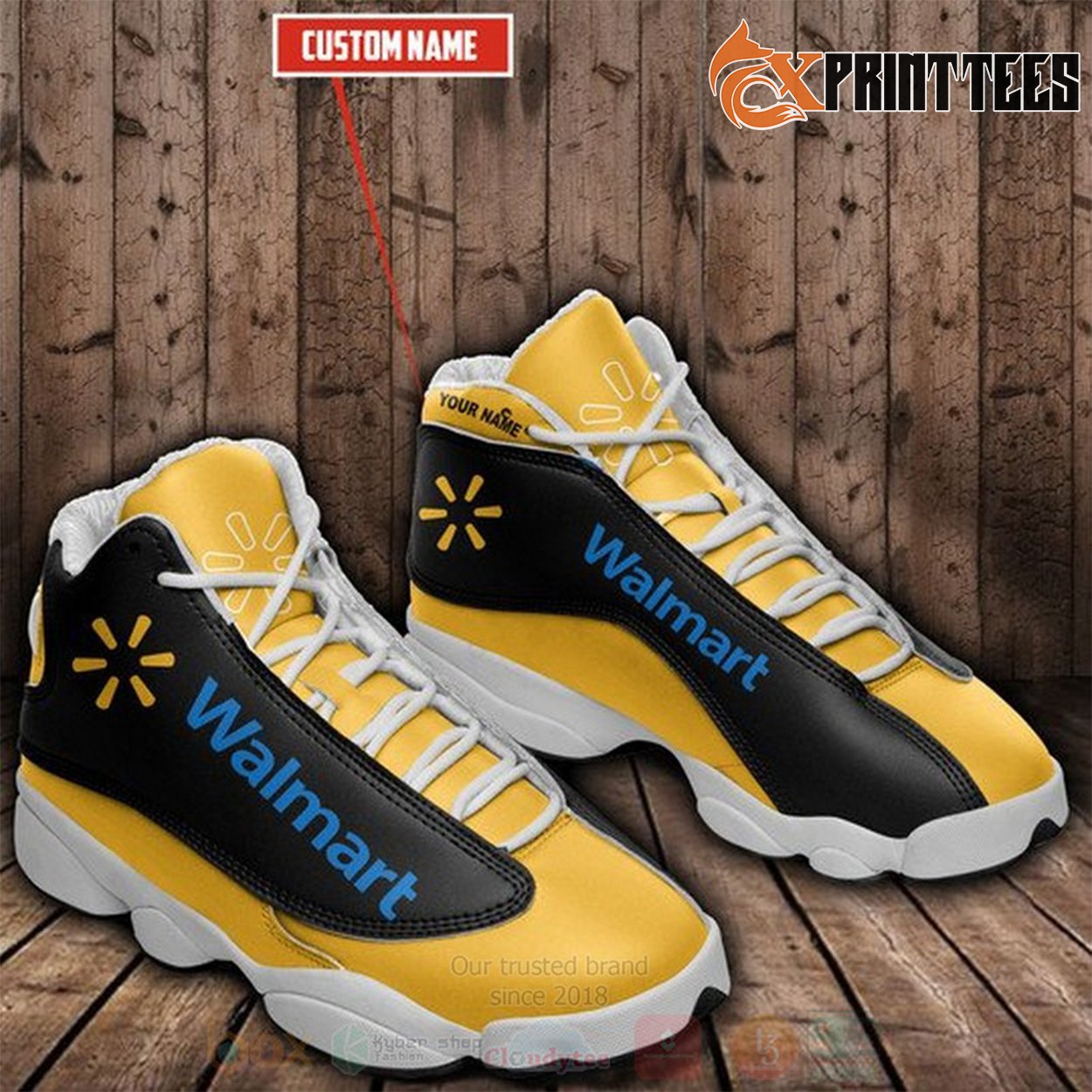 Walmart-Custom-Black-Yellow-Sneaker-Air-Jordan-13-Shoes Walmart Custom Black Yellow Sneaker Air Jordan 13 Shoes